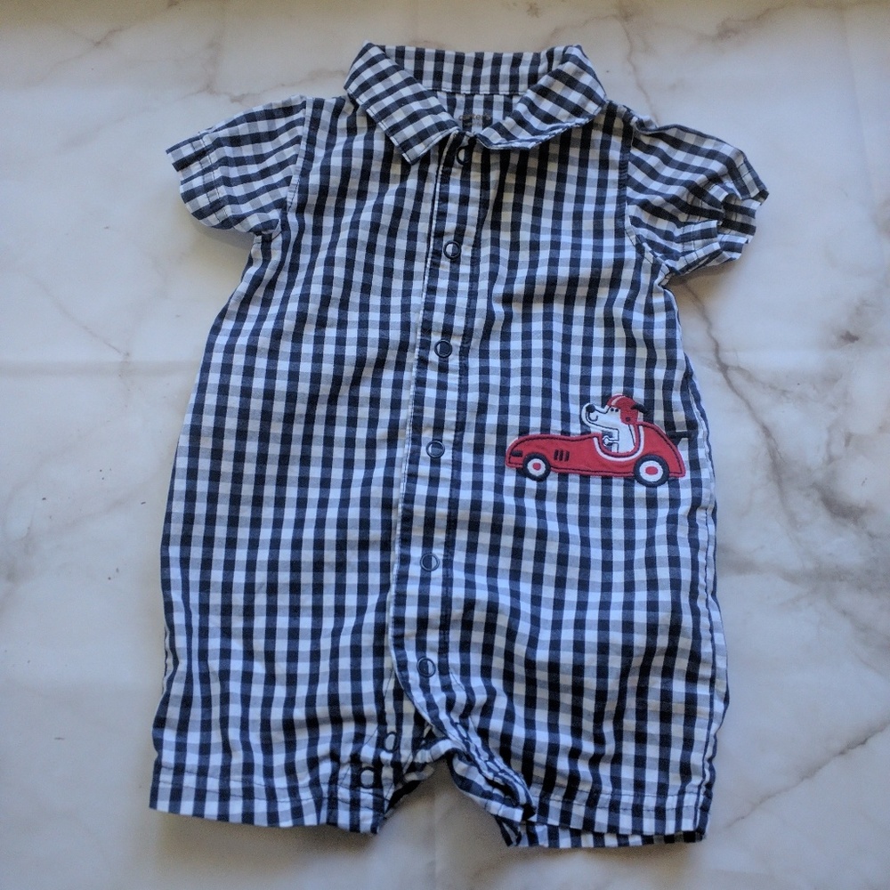 Carter's Navy and White Check Onesie